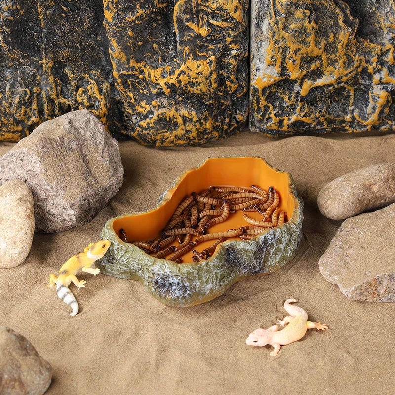 IBWell 7 Inch Reptile Food Dish Escape Proof Reptile Feeding Dish Resin Reptile Water Food Bowl for Bearded Dragon Chameleon Frog Snake Turtle Leopard Gecko - Image 3